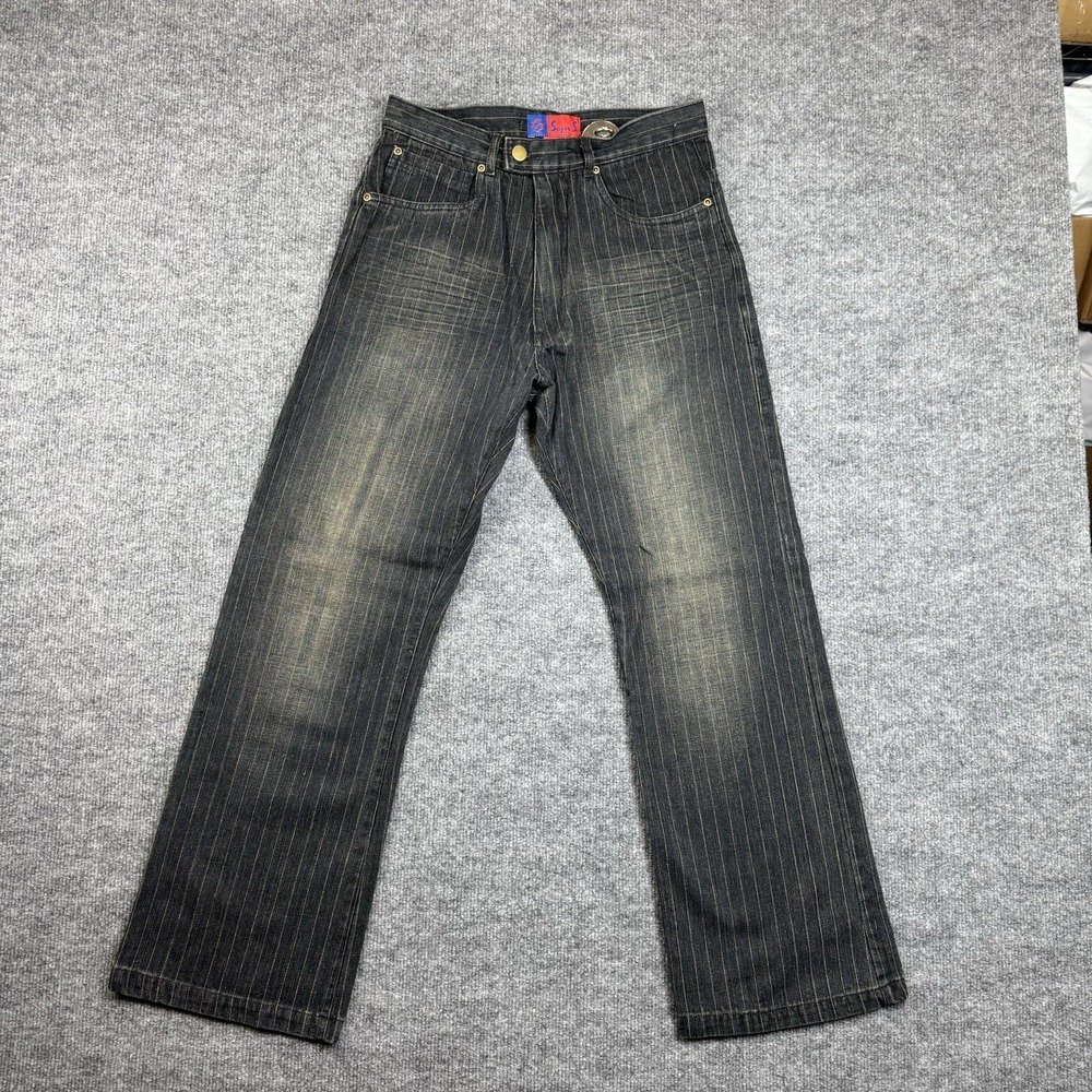 Vintage Super S Jeans Hickory Pinstripe Denim Baggy Classic Straight Y2K - 30x30